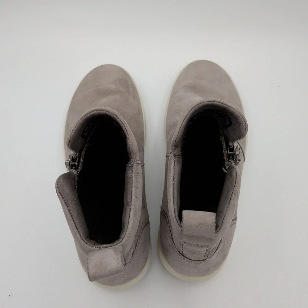ECCO Soft 7 Tred Zip Grey‎ Leather High Top Sneakers Womens 6-6.5 Comfort Casual